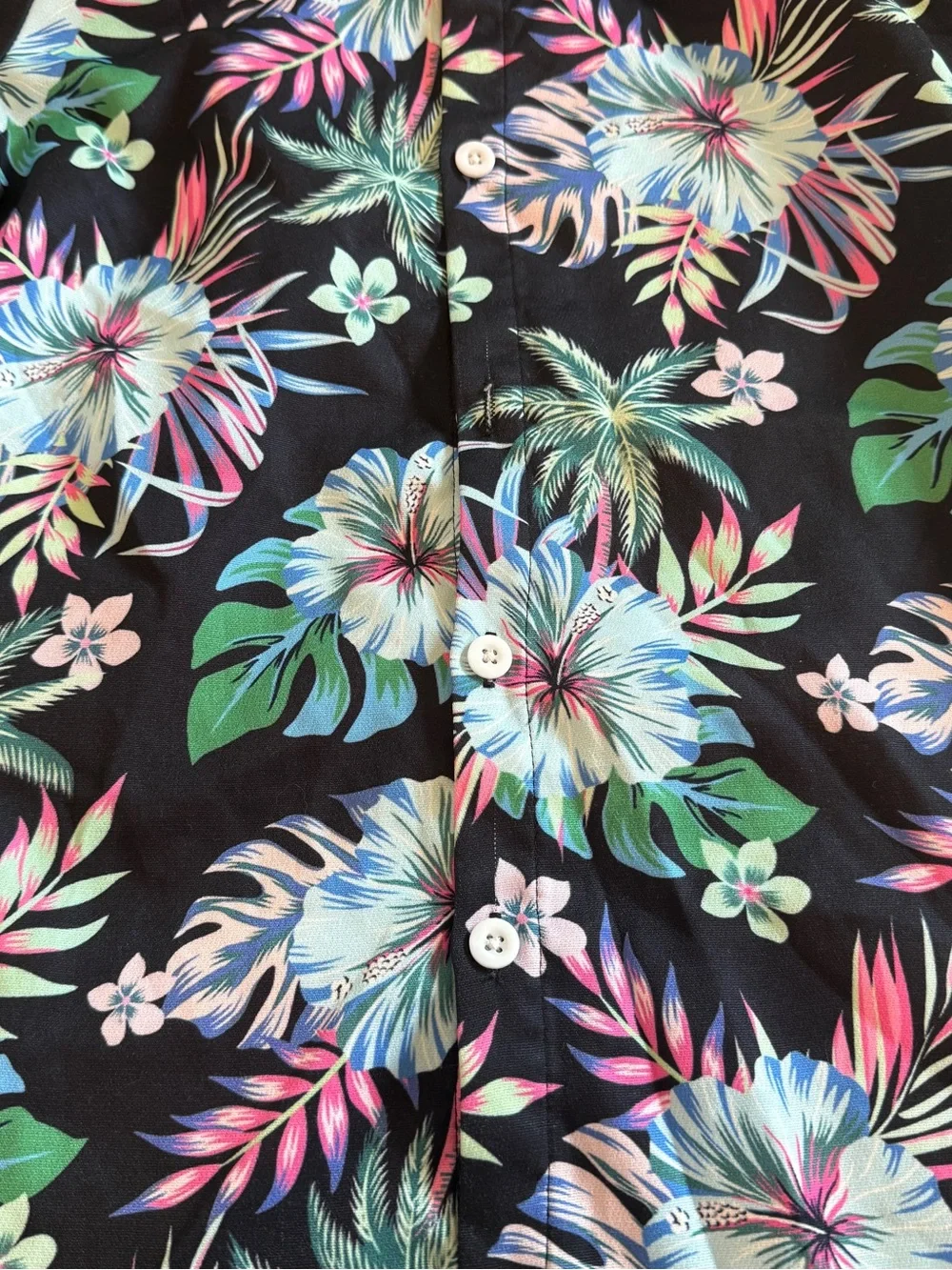 Kids Black Tropical Floral Button-Up Shirt - Multicolor